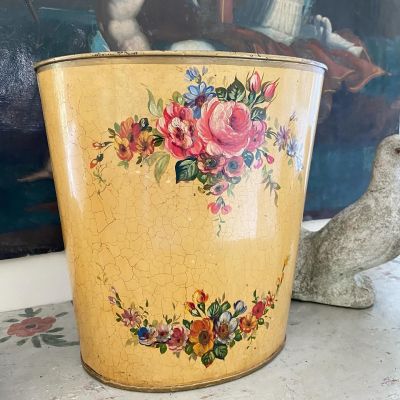 Hand Painted Tole Bin